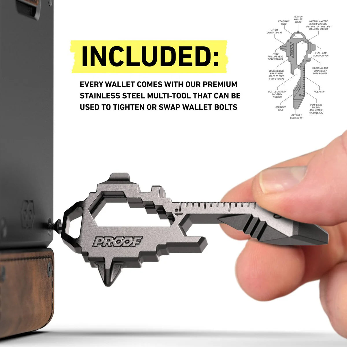 PROOF Wallet | The Apex | Matte Black Full Grain Leather & Satin Gunmetal