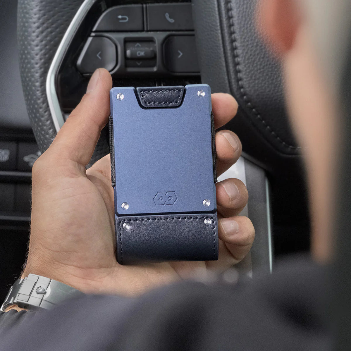 The Nautilus | Blue Full Grain Leather &amp; Ocean Blue Metal