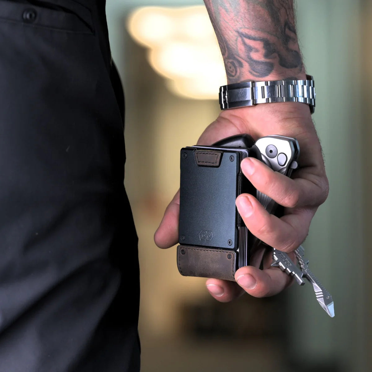 The Founder | Top Grain Bomber Leather & Dark Gunmetal