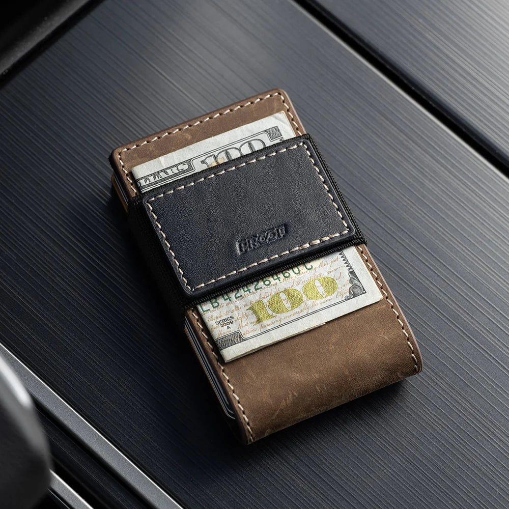 The Leatherneck | Classic Brown Leather &amp; Ocean Blue Metal