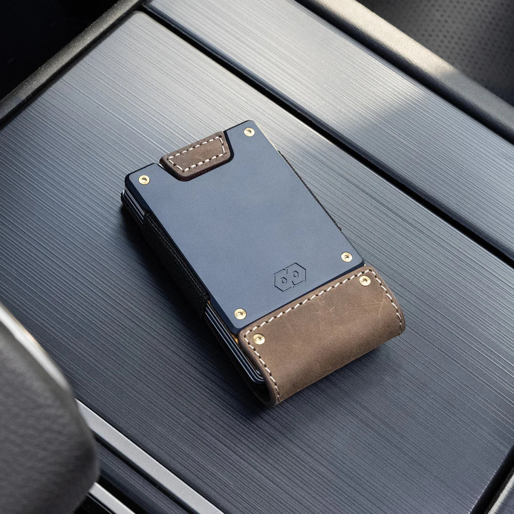 The Leatherneck | Classic Brown Leather & Ocean Blue Metal