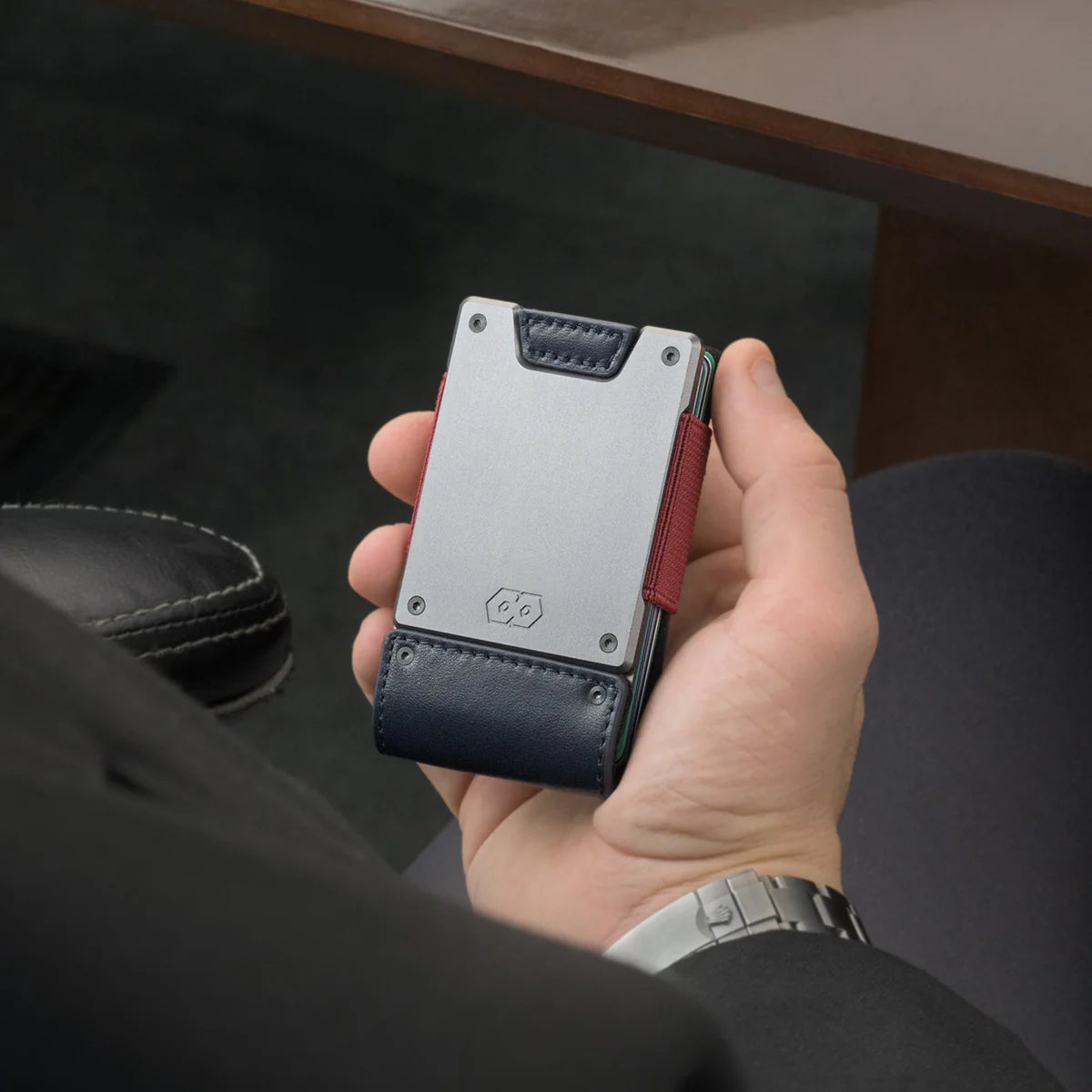 The Patriot | Blue Full Grain Leather & Satin Gunmetal