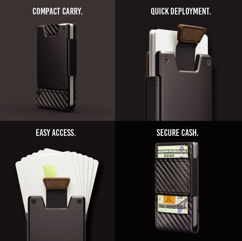 PROOF Wallet | The Everglade | Full Grain Black Alligator Leather | Dark Gunmetal Aerospace Grade Aluminum